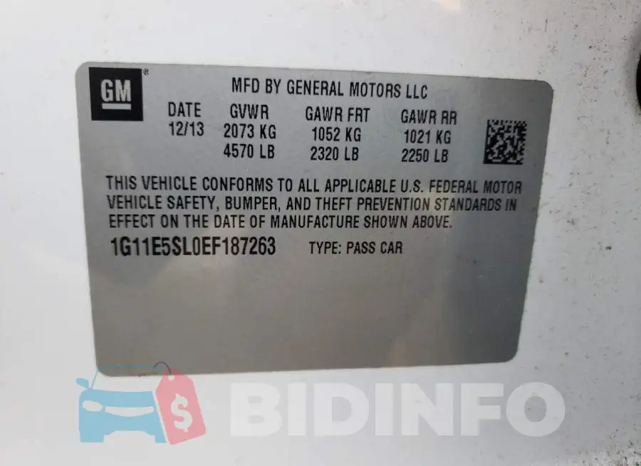 1G11E5SL0EF187263 Photo# 12
