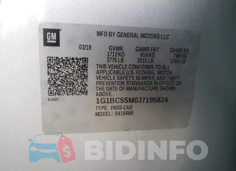 1G1BC5SM0J7195824 Photo# 12