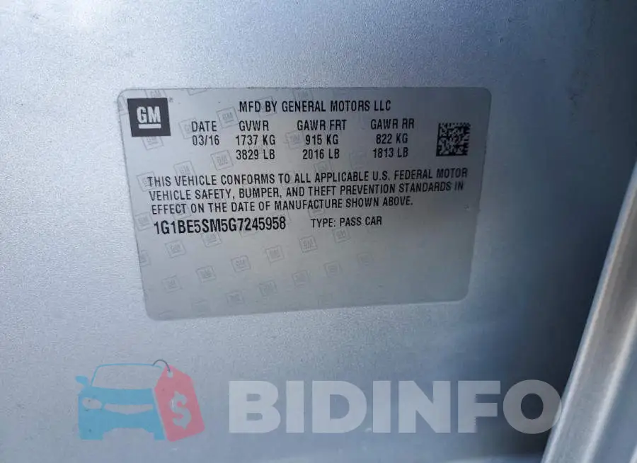 1G1BE5SM5G7245958 Photo# 12