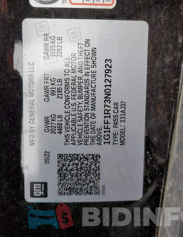 1G1FF1R73N0127923 Photo# 12