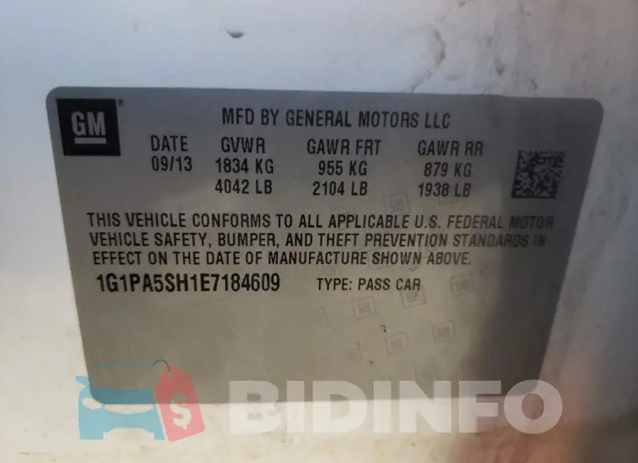1G1PA5SH1E7184609 Photo# 12