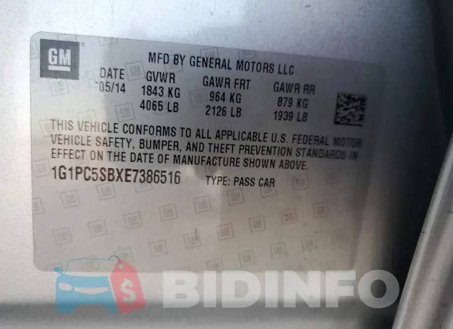 1G1PC5SBXE7386516 Photo# 13