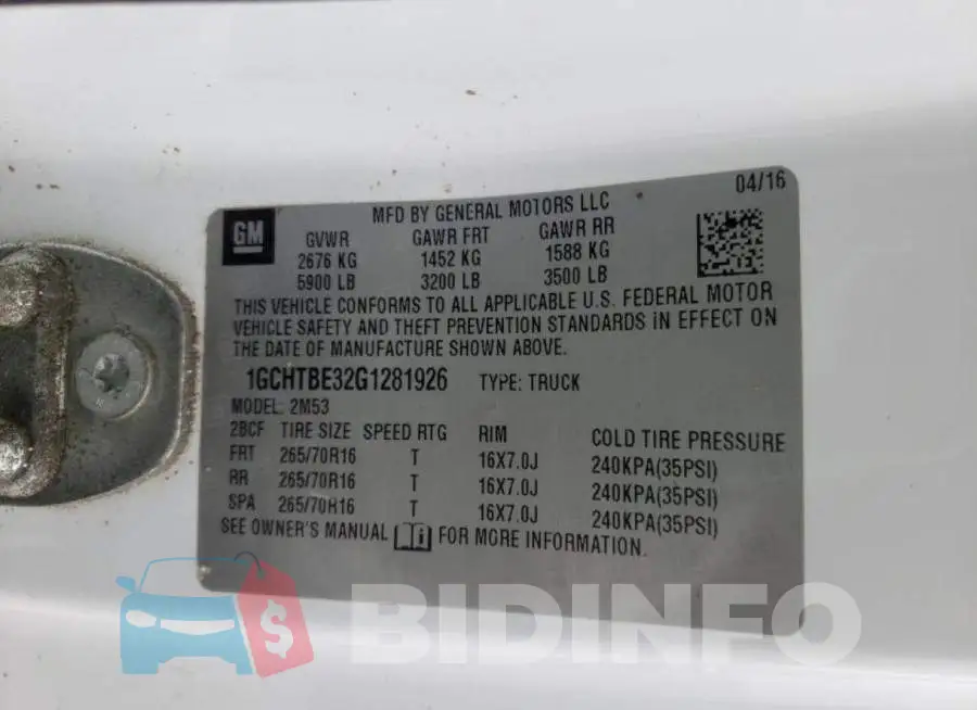 1GCHTBE32G1281926 Photo# 12