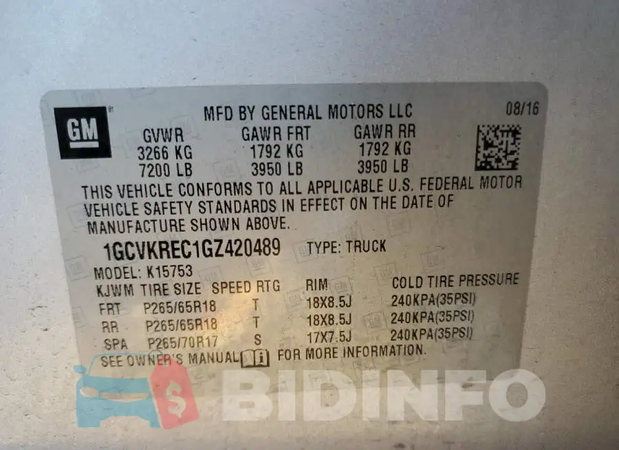 1GCVKREC1GZ420489 Photo# 12