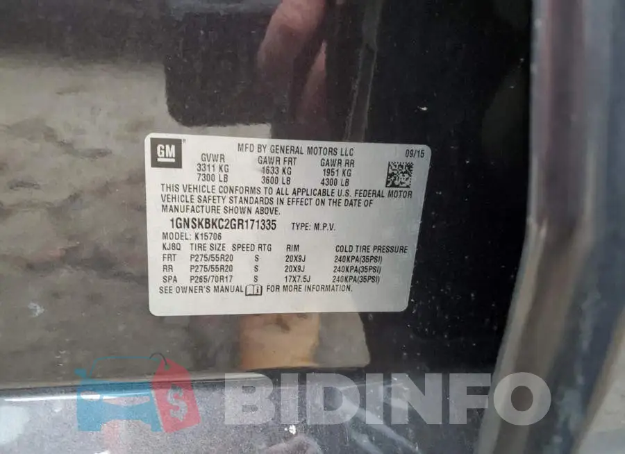 1GNSKBKC2GR171335 Photo# 12