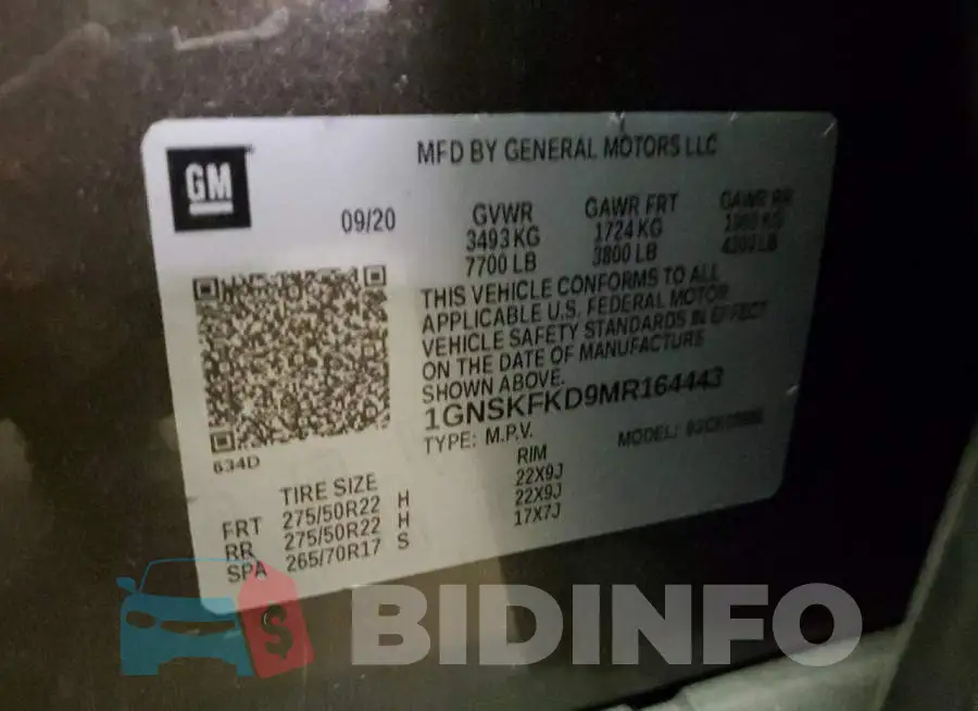 1GNSKFKD9MR164443 Photo# 10