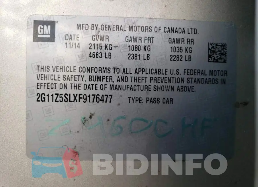 2G11Z5SLXF9176477 Photo# 12