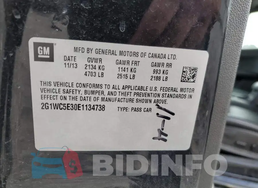 2G1WC5E30E1134738 Photo# 12