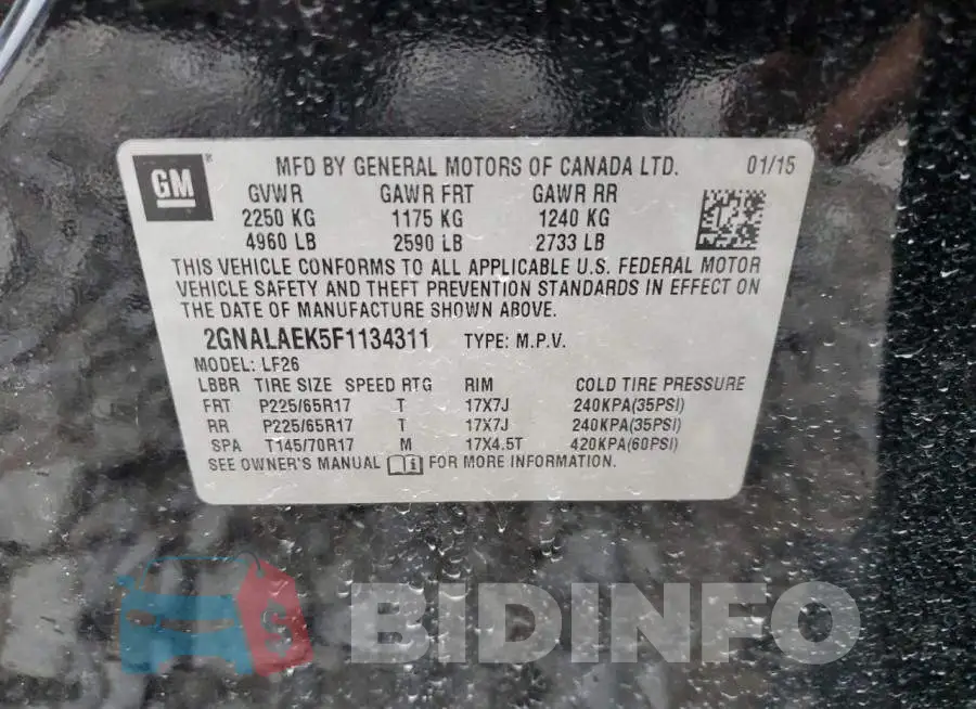 2GNALAEK5F1134311 Photo# 14