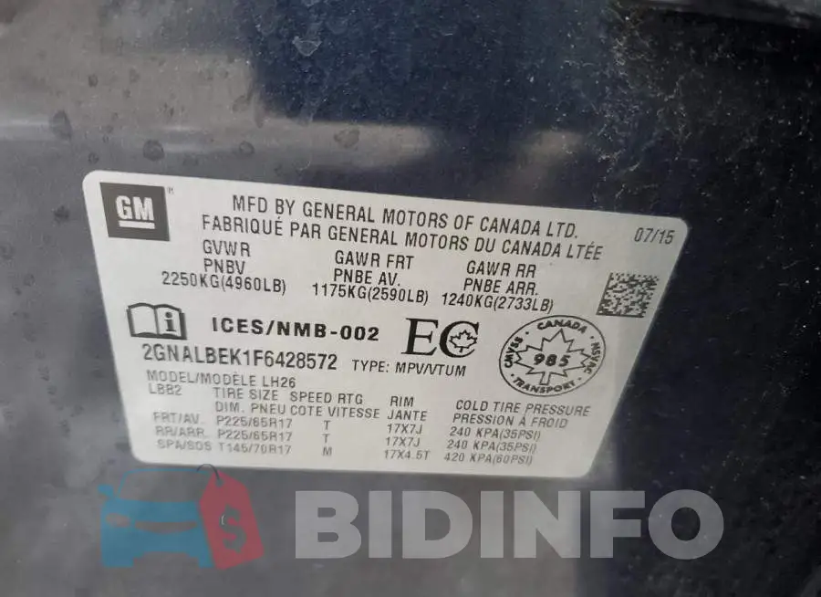 2GNALBEK1F6428572 Photo# 13