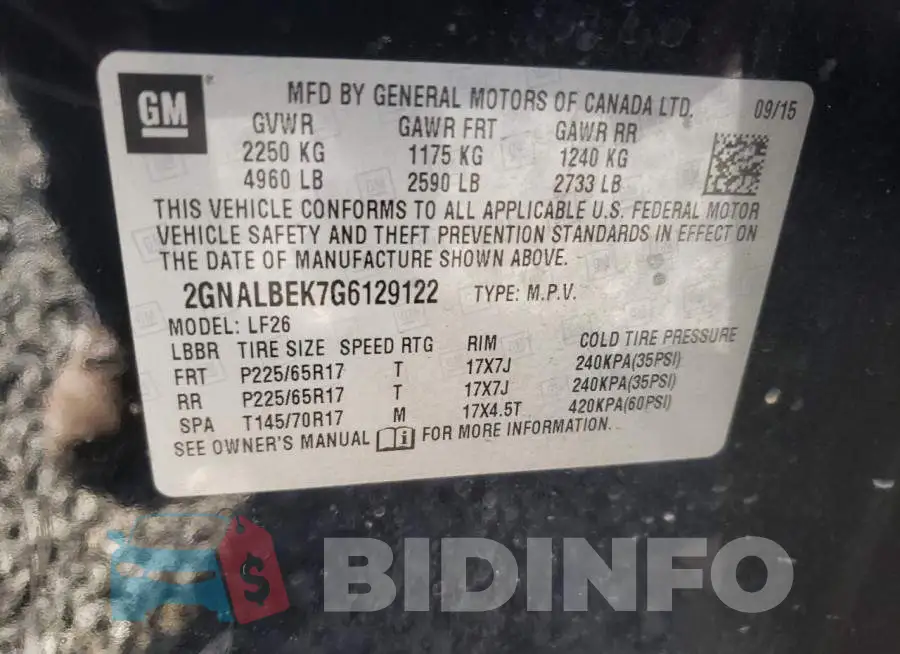 2GNALBEK7G6129122 Photo# 13