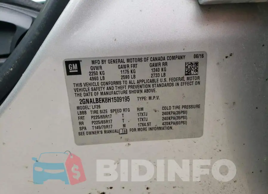 2GNALBEK8H1509195 Photo# 13