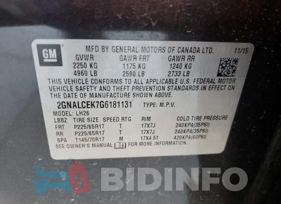 2GNALCEK7G6181131 Photo# 13
