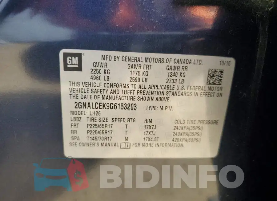 2GNALCEK9G6153203 Photo# 13