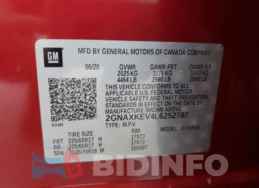 2GNAXKEV4L6252787 Photo# 13