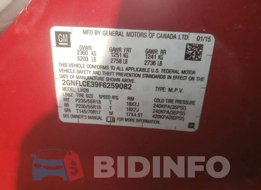 2GNFLCE39F6259082 Photo# 13
