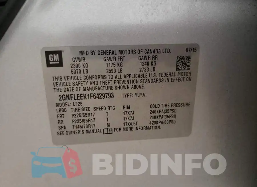 2GNFLEEK1F6429793 Photo# 12