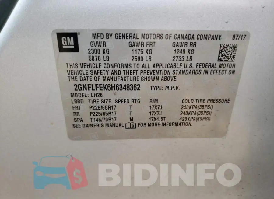 2GNFLFEK6H6348362 Photo# 10
