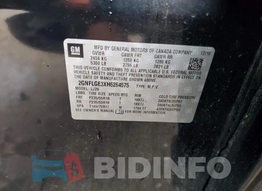 2GNFLGE3XH6264575 Photo# 10