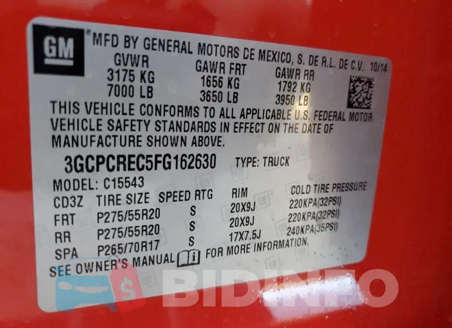 3GCPCREC5FG162630 Photo# 12