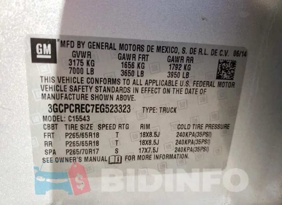3GCPCREC7EG523323 Photo# 13