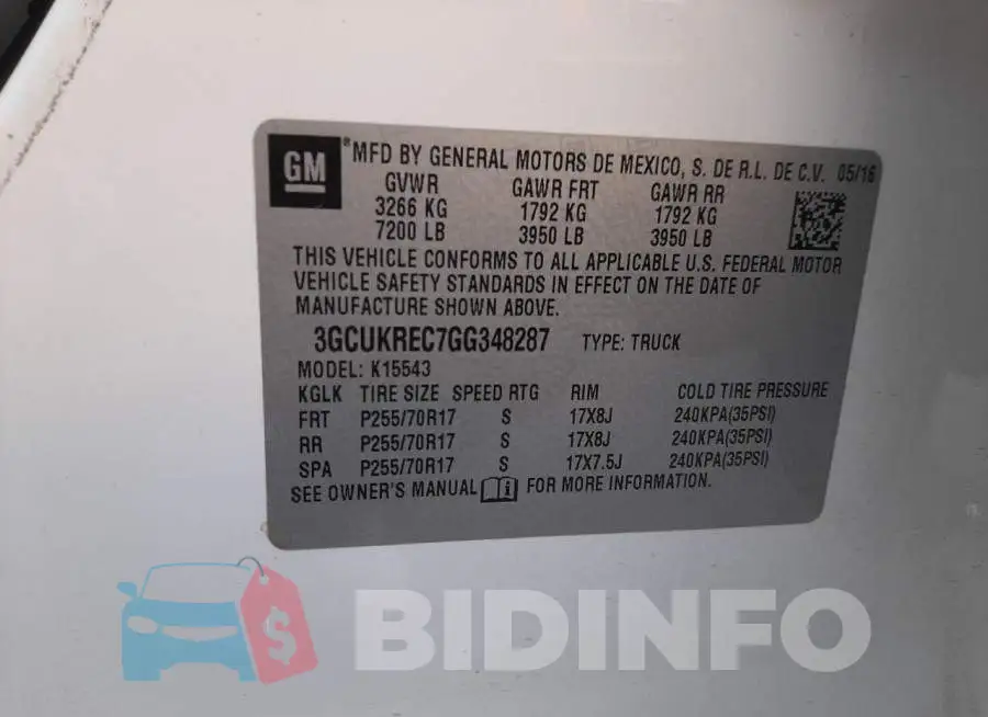 3GCUKREC7GG348287 Photo# 10