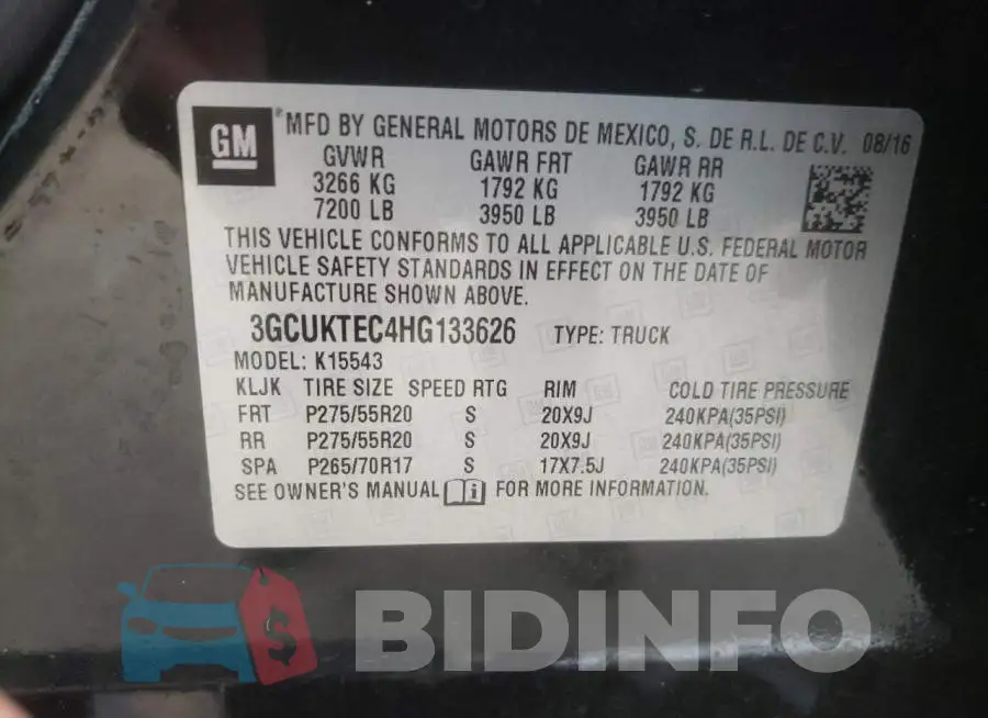 3GCUKTEC4HG133626 Photo# 12