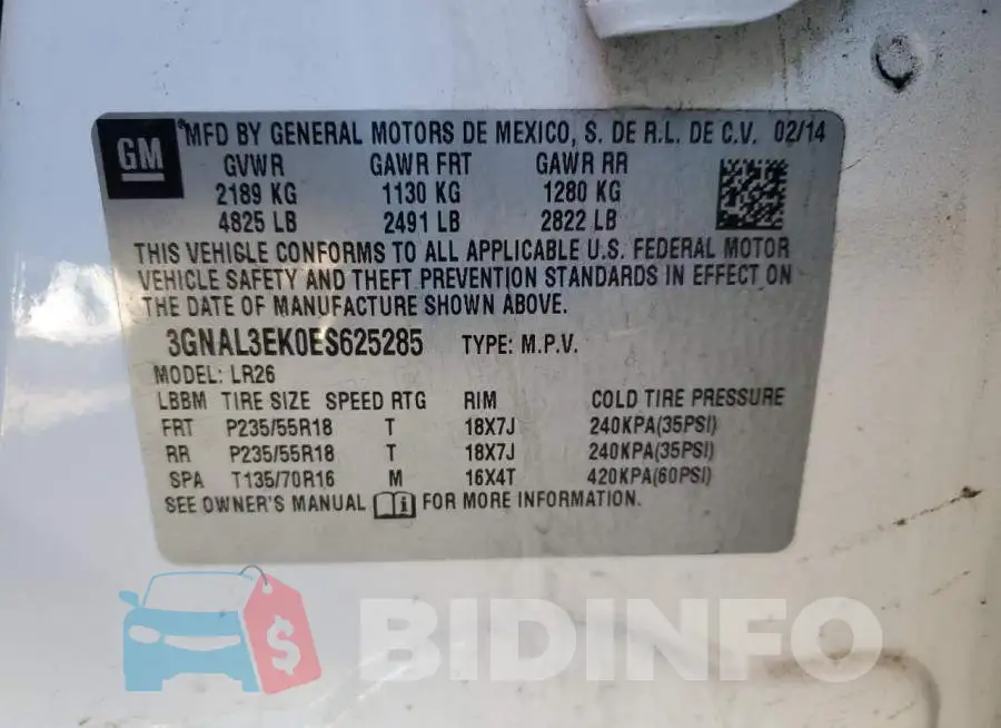 3GNAL3EK0ES625285 Photo# 12