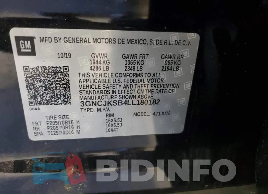 3GNCJKSB4LL180182 Photo# 13