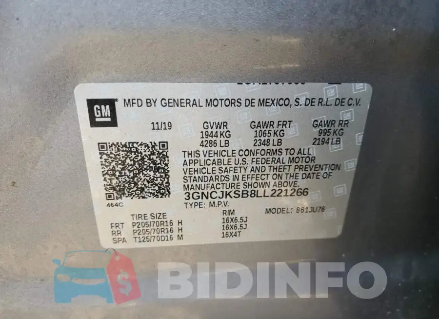 3GNCJKSB8LL221266 Photo# 12