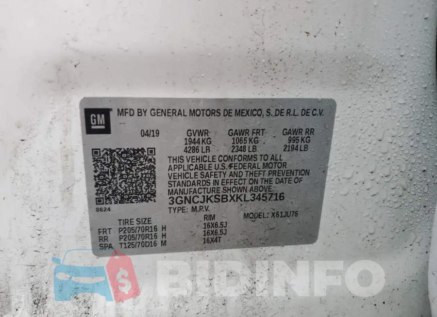 3GNCJKSBXKL345716 Photo# 13
