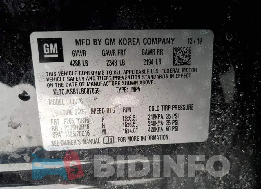 KL7CJKSB1LB087059 Photo# 12