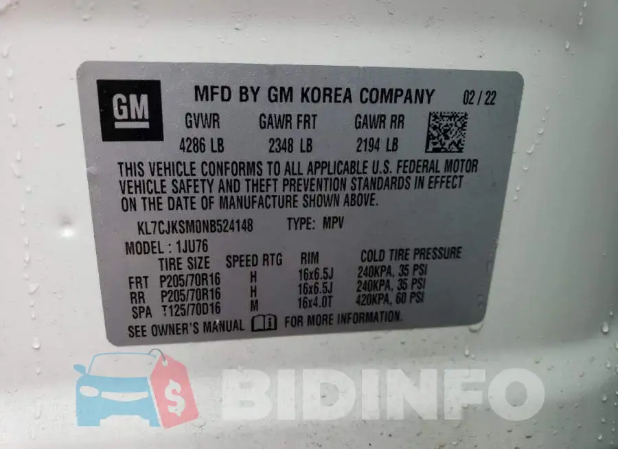 KL7CJKSM0NB524148 Photo# 13