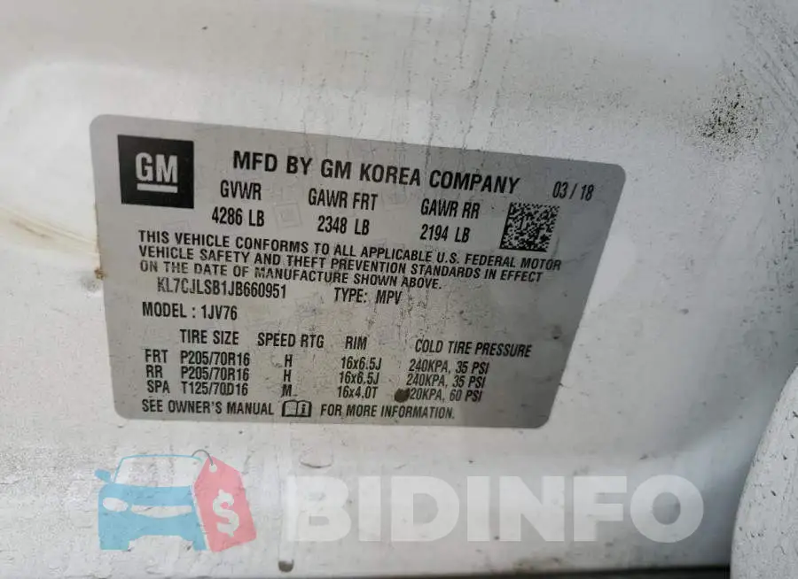 KL7CJLSB1JB660951 Photo# 12