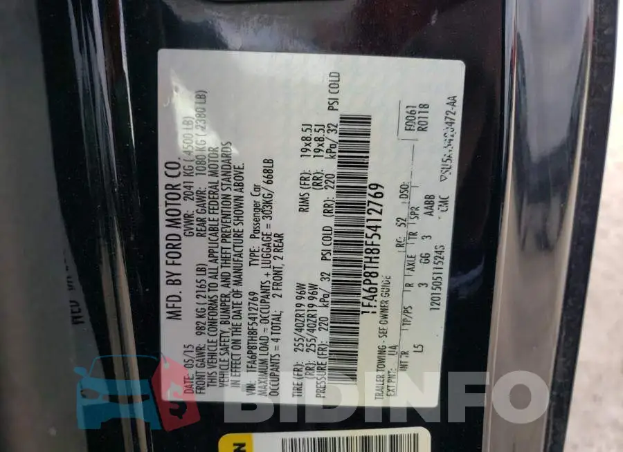 1FA6P8TH8F5412769 Photo# 12