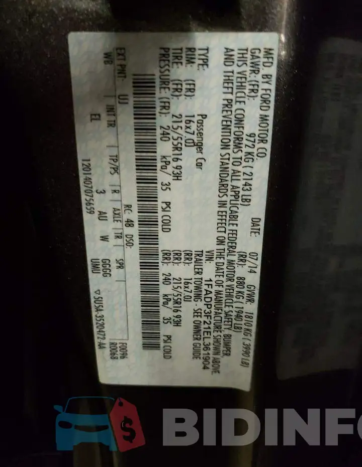 1FADP3F21EL361904 Photo# 10