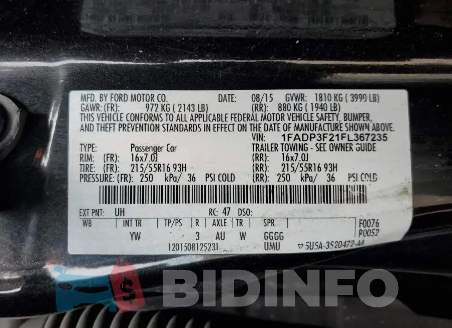 1FADP3F21FL367235 Photo# 12