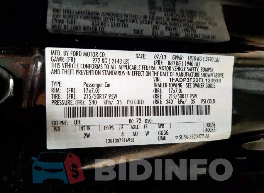 1FADP3F22EL123933 Photo# 10