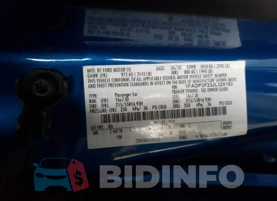1FADP3F23JL320183 Photo# 12