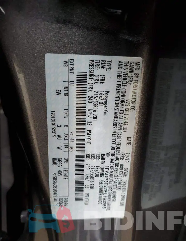 1FADP3F27EL193265 Photo# 12