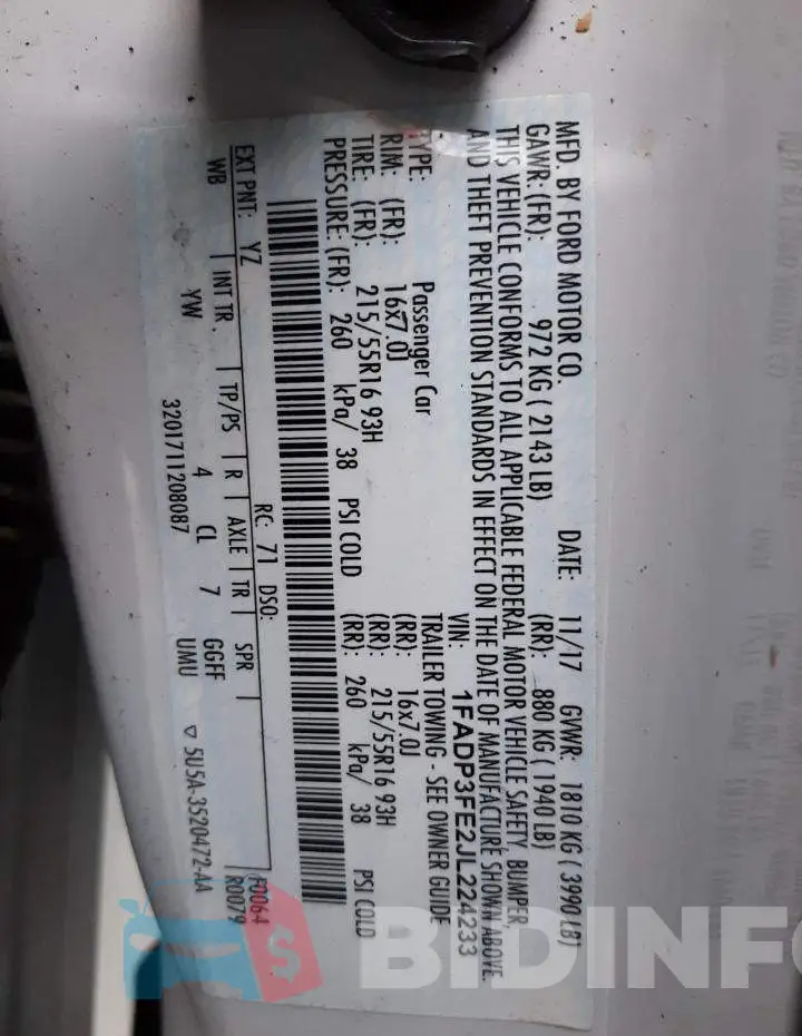 1FADP3FE2JL224233 Photo# 12