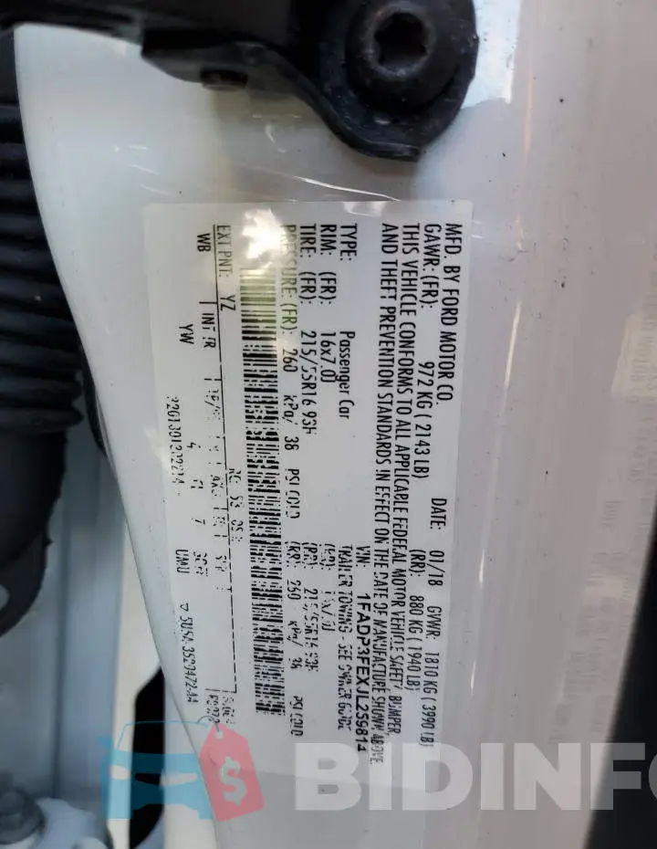 1FADP3FEXJL259814 Photo# 12