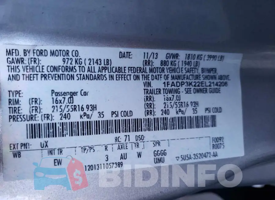 1FADP3K22EL214206 Photo# 12