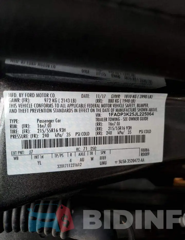 1FADP3K25JL225064 Photo# 12
