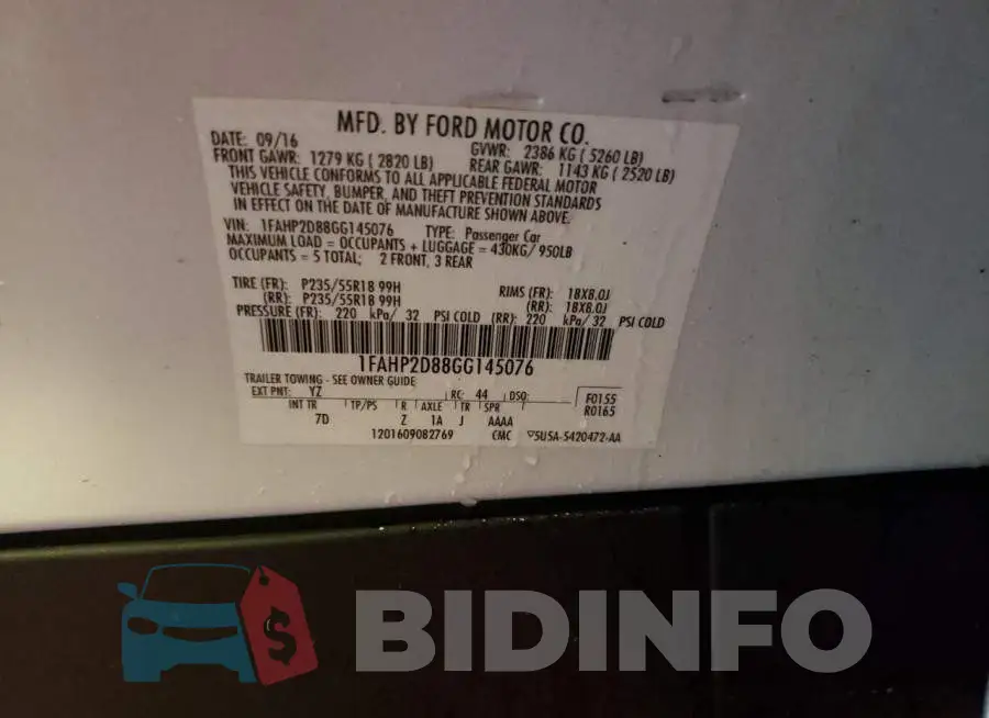 1FAHP2D88GG145076 Photo# 13
