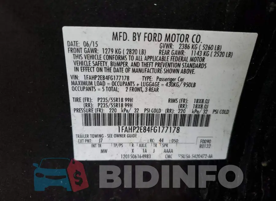 1FAHP2E84FG177178 Photo# 12