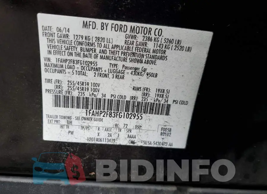 1FAHP2F83FG102955 Photo# 13