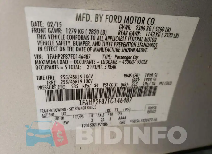 1FAHP2F87FG146487 Photo# 10