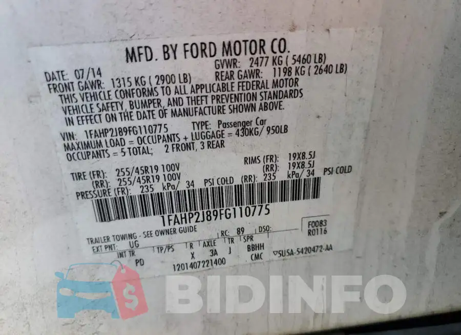 1FAHP2J89FG110775 Photo# 12