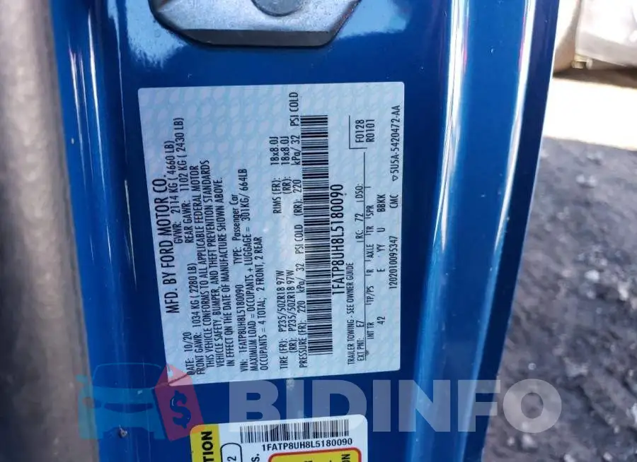 1FATP8UH8L5180090 Photo# 13